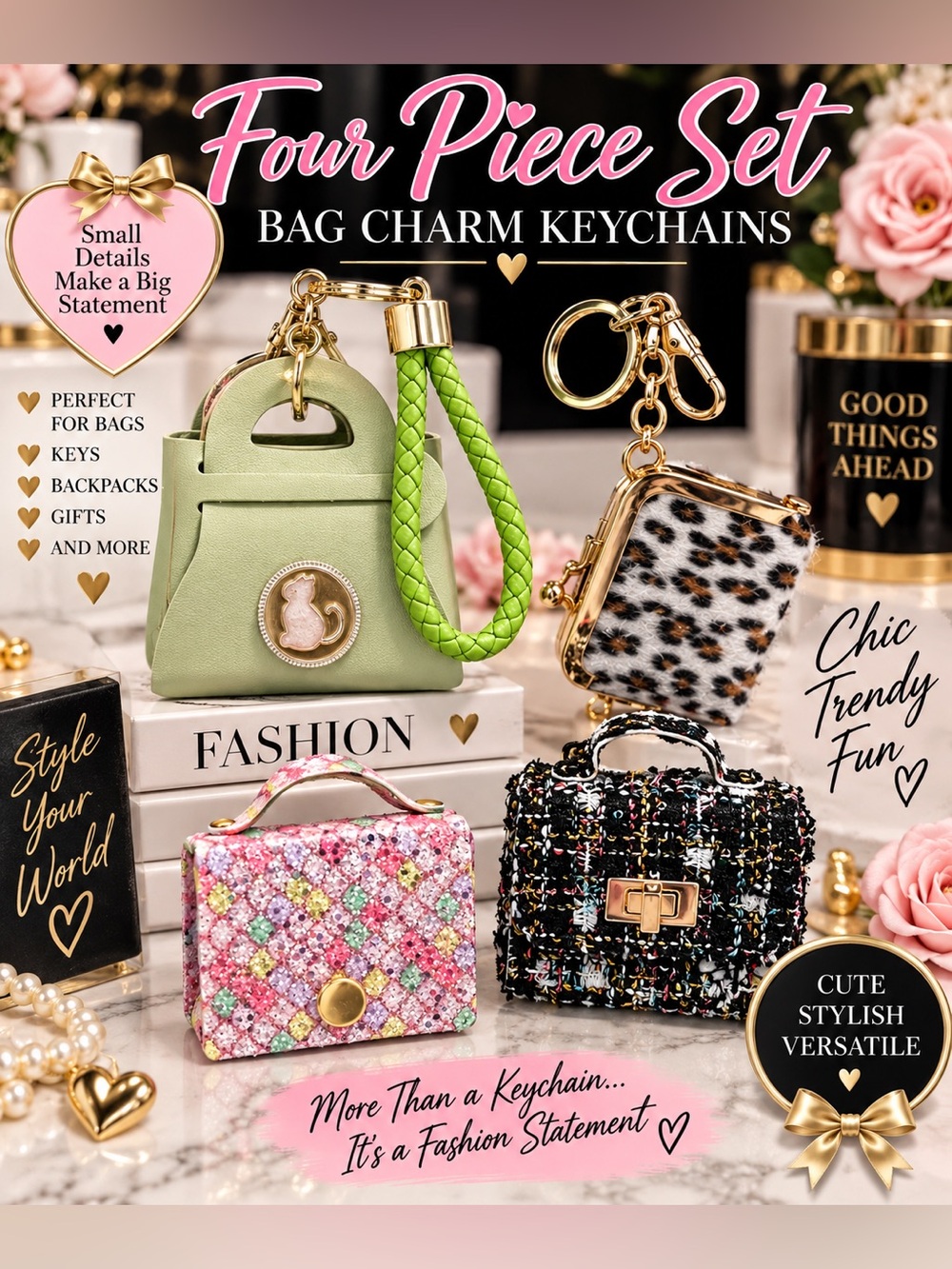 Assorted color mini bag keychain bag charms